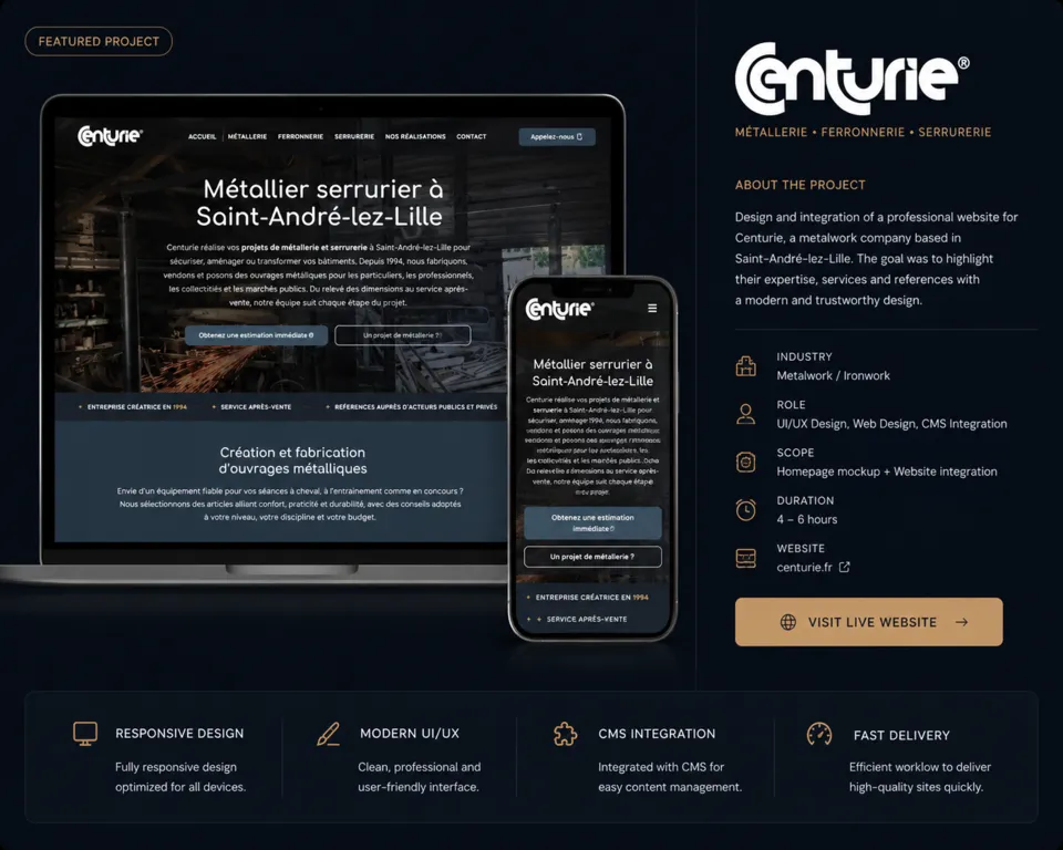 Présentation desktop et mobile : Centurie