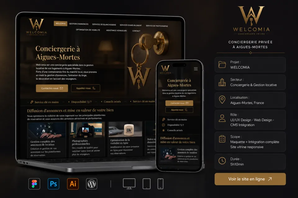 Présentation desktop et mobile : Welcomia